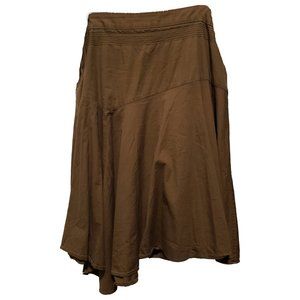 Size L Olive Green Asymmetrical Cotton Skirt